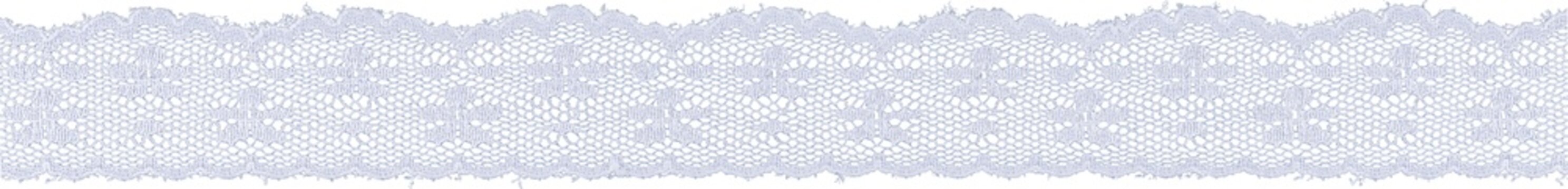 Delicate white lace ribbon border trim with scalloped vintage floral pattern isolated
