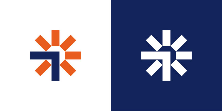 Sun arrow logo. Abstract geometric sun symbol combined with a directional arrow and dynamic movement.