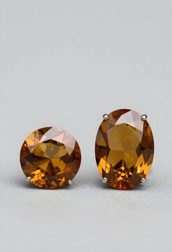 Luxury jewelry and gemstone investment, round and oval cut citrine or amber stones set in silver prongs for high end fashion accessories and design