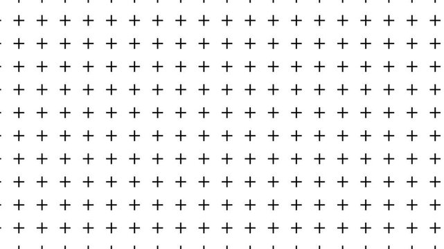 Seamless Grid Pattern of Black Plus Cross Symbols Repeated on White Background