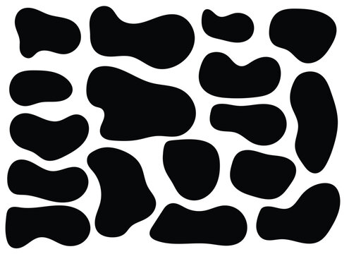 Abstract organic shapes silhouette on a white background fluid forms and black blotches