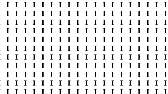 Animated repeating letter I pattern motion background with black typography on white for abstract visual design