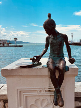 Abkhazia, Sukhumi, June 26, 2026: Nika and gramophone Genre sculpture Sukhum