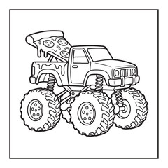 Monster Truck Coloring Page for Kids © Mdimrajul