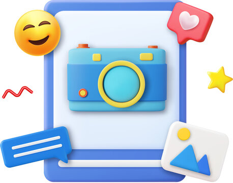 3d photo camera icon