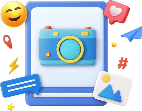 3d photo camera icon