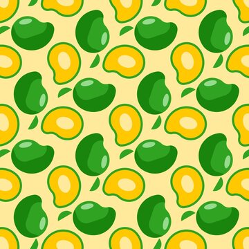 Sweet Yellow Mango Seamless Pattern