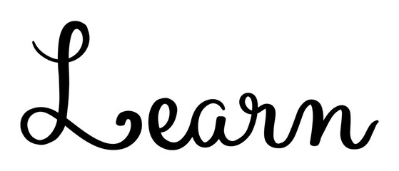 Learn png word, minimal black calligraphy, digital sticker with white outline in transparent background © Rawpixel.com