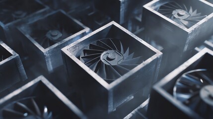 Fototapeta premium Detailed view of modern turbine components.