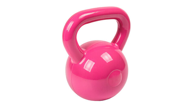 Pink heavy cast iron kettlebell fitness strength training weight workout isolated on transparent background