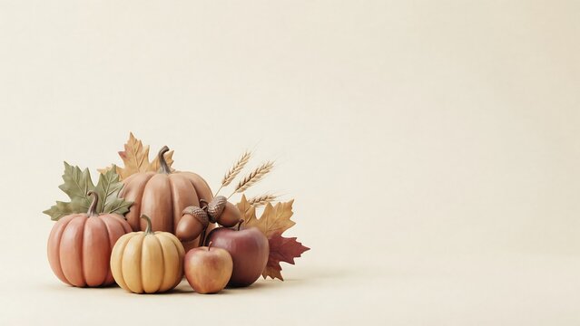 Thanksgiving autumn display with pumpkins and apples