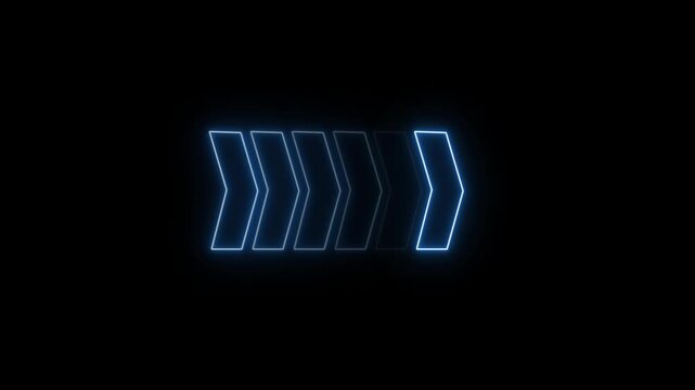 Arrows animation displays forward directional progression across dark. Sequential user navigation data coordinates guide arrows. Tracking consoles operate with it.