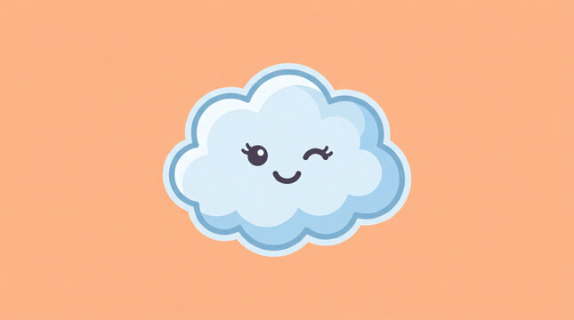 Winking cloud on peach background