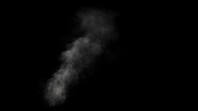 Realistic puff of white smoke rising on black background