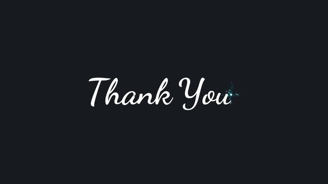 Thank You text animation with glowing blue sparkle effect on dark background