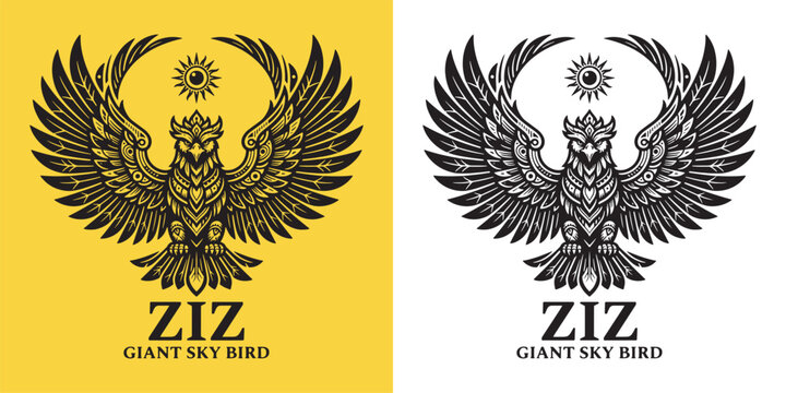 Ziz Giant Sky Bird Mythological Flying Creature Sun Emblem