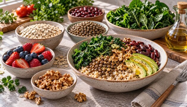 healthy foods support ldl cholesterol reduction on a table