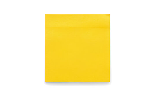 A single bright yellow square sticky note paper sheet for reminders and office organization, positioned centrally in a clean composition
