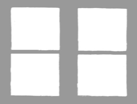 Soft shadow vignette of four squares window frame with transparent center cutout 