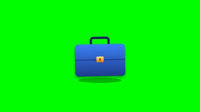 Blue business briefcases pattern on green screen background