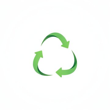 Green circular arrows symbolizing recycling process on plain background with Recycling symbol three green arrows forming continuous loop sustainability