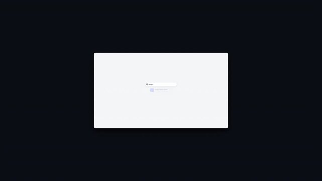 Minimalist user interface mockup with search bar card displayed on dark background graphic