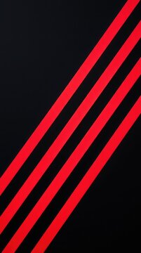 A striking dynamic abstract composition featuring parallel bright red bold diagonal stripes set against a deep black background, offering high contrast, pattern, backdrop, parallel