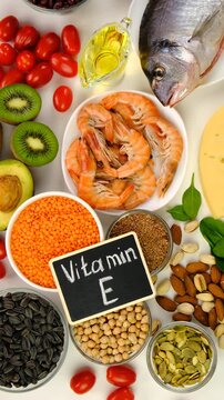 Foods that contain vitamin E. Selective focus.