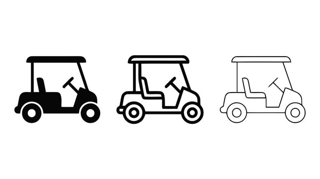 Vector illustration of golf cart icon set, vector illustration on a transparent background