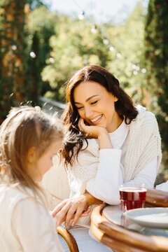 Mother and daughter enjoying happy family moments