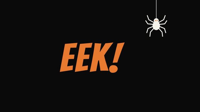 Animated Halloween spider warning with EEK text on black