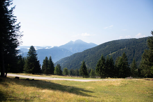 Panoramic view of the Adige Valley from the slopes of Monte San Vigilio in South Tyrol Italy