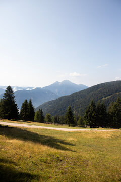 Panoramic view of the Adige Valley from the slopes of Monte San Vigilio in South Tyrol Italy