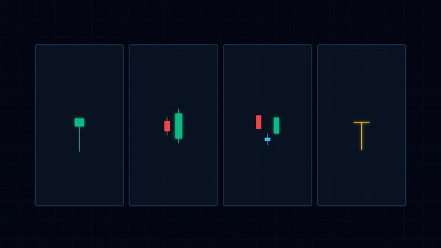Showcasing green and red candlestick market patterns for finance data, technical trading, and investment symbols. Suitable for financial presentations.