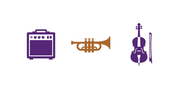 Professional music instruments and audio amplifier icons for creative.