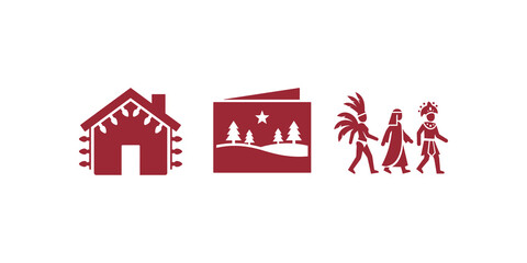 Christmas winter icons in flat design for holiday seasonal greetings. © SAJID