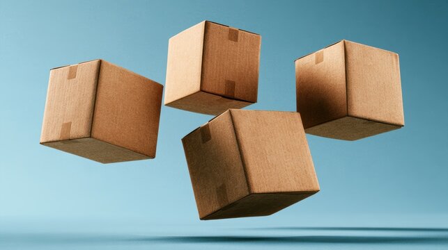 Stack of cardboard shipping boxes various sizes,Christmas gifts on snow,xmas,santa,merry christmas,unboxing,shopping online,Present,birthday,valentine day,delivery holiday concept.,copy space.