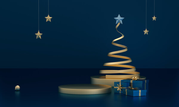 Christmas holiday gifts and gold podium display