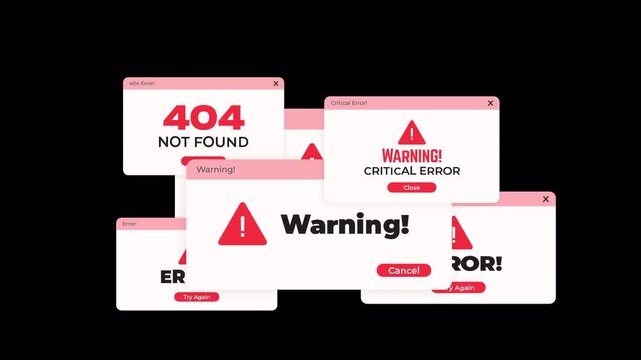 Multiple Computer Errors and Warning Pop-up on Screen