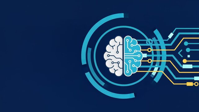 Artificial Intelligence Brain with Circuit Board Connections Graphic