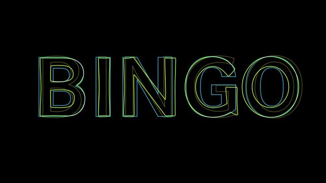 Animated neon bingo word shimmering effect