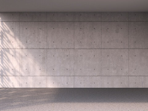 Empty room with concrete wall and floor, 3D Rendering