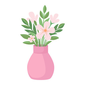 Pink Flower Vase Botanical Arrangement