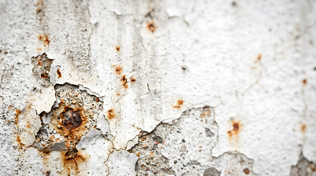 White grunge background texture, old cement wall design with vintage peeling paint 