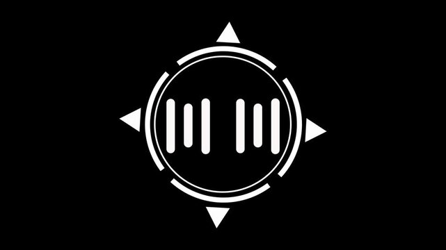 Sound waveform animation combines geometric angles with compass marks. Acoustic audio frequency engineering telemetry guides sound waveform. Sound mastering uses wave.