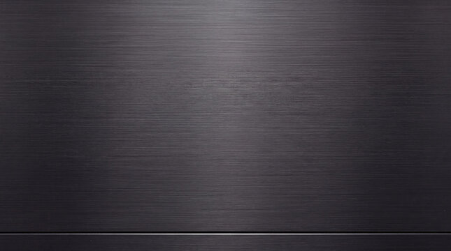 Dark brushed metal aluminum surface texture background with horizontal steel sheen