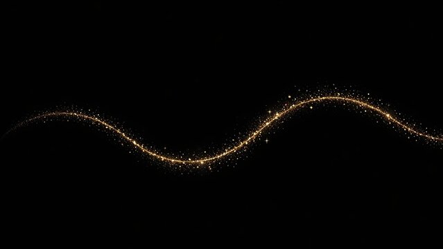 Thin golden light wave across black background