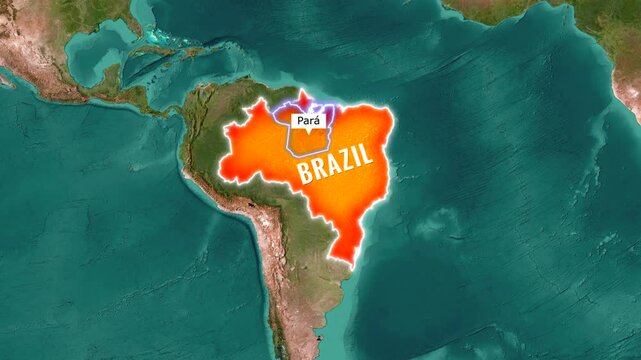 Zooming in on a map of Brazil highlighting the state of Para 
