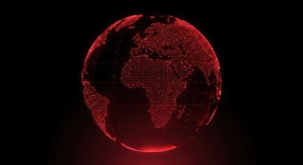 Fototapeta premium Red digital globe made of glowing dots