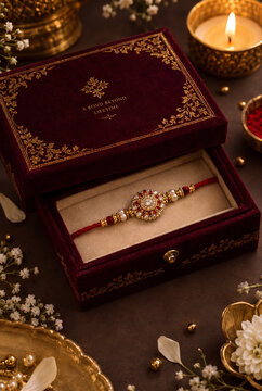 Elegant handcrafted rakhi gift hamper box for Raksha Bandhan festival celebration